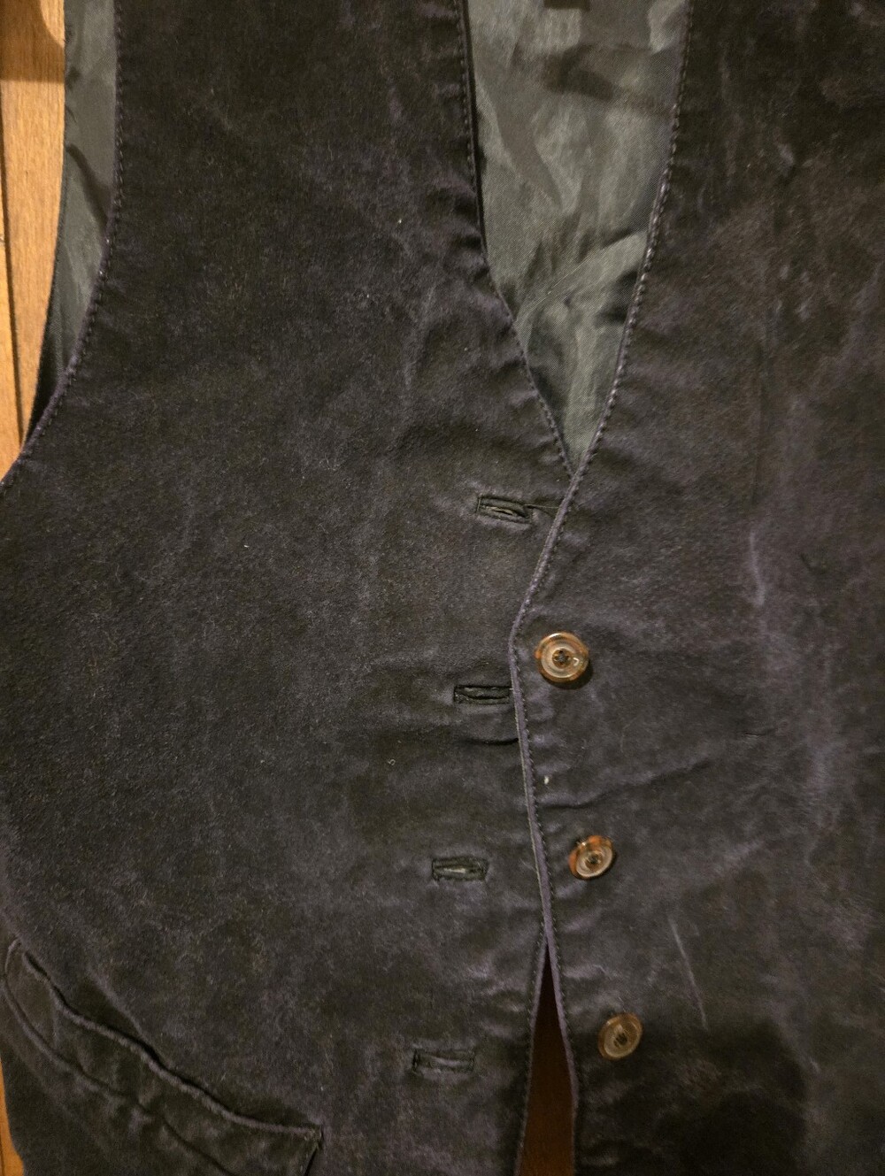 Arizona Jean Company Black Velvet Vest with Paisley Brown Collar - Picture 2 of 4
